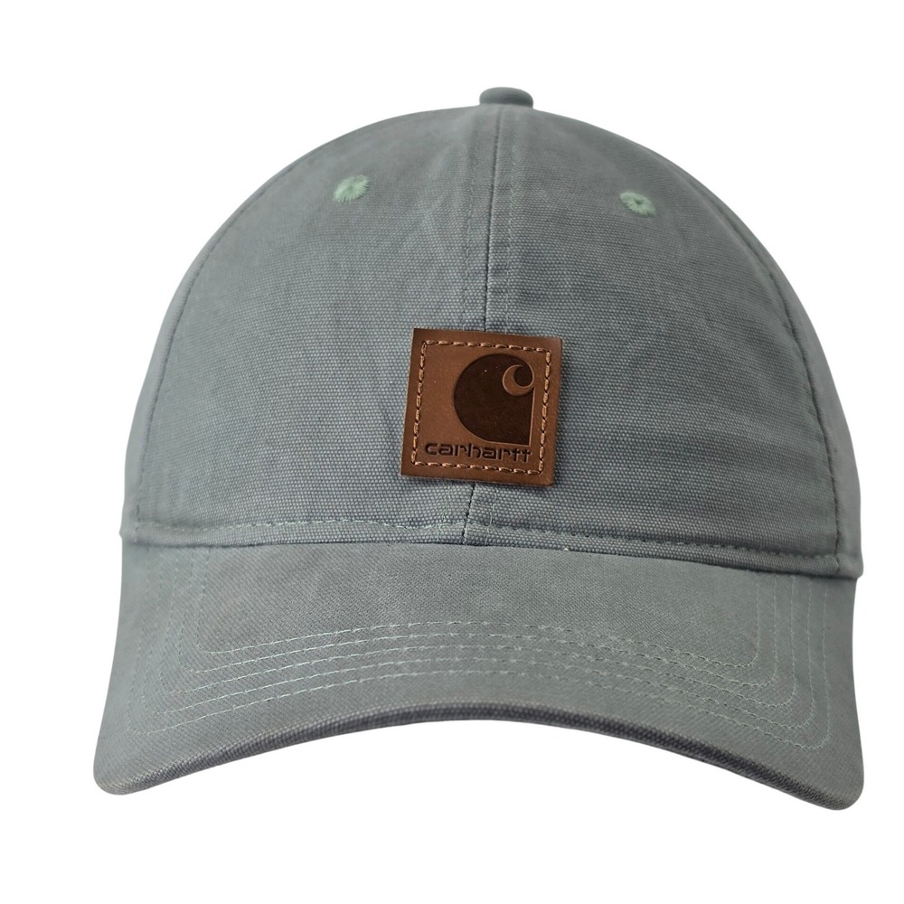 Carhartt Canvas Baseball Cap Grey Green Adjustable Hat AH0289 Logo Patch Mens